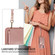iPhone 16 Crossbody Lanyard Zipper Wallet Leather Phone Case - Rose Gold