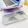 iPhone 16 Plating Glitter Texture Butterfly Holder TPU Phone Case with Lens Film - White Feathers