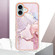iPhone 16 Electroplating Marble Pattern Dual-side IMD TPU Shockproof Phone Case - Rose Gold 005