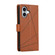 iPhone 16 PU Genuine Leather Texture Embossed Line Phone Case - Brown