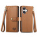 iPhone 16 Love Zipper Lanyard Leather Phone Case - Brown