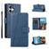 iPhone 16 PU Genuine Leather Texture Embossed Line Phone Case - Blue