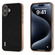 iPhone 16 ABEEL Electroplated Frame Genuine Leather Wave Phone Case - Black