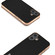iPhone 16 ABEEL Electroplated Frame Genuine Leather Wave Phone Case - Black
