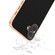 iPhone 16 ABEEL Electroplated Frame Genuine Leather Wave Phone Case - Black