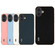 iPhone 16 ABEEL Electroplated Frame Genuine Leather Wave Phone Case - Black