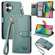 iPhone 16 Love Zipper Lanyard Leather Phone Case - Green