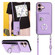 iPhone 16 Organ Card Bag Ring Holder Phone Case with Long Lanyard - Purple