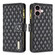 iPhone 16 Diamond Lattice Zipper Wallet Leather Flip Phone Case - Black