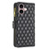 iPhone 16 Diamond Lattice Zipper Wallet Leather Flip Phone Case - Black
