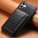 iPhone 16 Crocodile Texture Card Bag Design Full Coverage Phone Case - Black