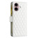 iPhone 16 Diamond Lattice Zipper Wallet Leather Flip Phone Case - White