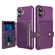 iPhone 16 Magnetic Wallet Card Bag Leather Phone Case - Purple