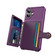 iPhone 16 Magnetic Wallet Card Bag Leather Phone Case - Purple