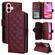 iPhone 16 Crossbody Rhombic Zipper Tower Buckle Leather Phone Case with Lanyard - Wine Red