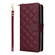 iPhone 16 Crossbody Rhombic Zipper Tower Buckle Leather Phone Case with Lanyard - Wine Red