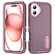 iPhone 16 Rugged PC + Silicone Phone Case with Holder - Purple+Pink