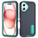 iPhone 16 Rugged PC + Silicone Phone Case with Holder - Dark Blue+Light Green
