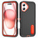 iPhone 16 Rugged PC + Silicone Phone Case with Holder - Black+Orange