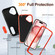 iPhone 16 Rugged PC + Silicone Phone Case with Holder - Black+Orange