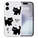 iPhone 16 Colored Drawing Pattern Transparent TPU Phone Case - Black Cat