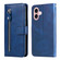 iPhone 16 Fashion Calf Texture Zipper Leather Phone Case - Blue