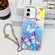 iPhone 16 Electroplating Laser Butterfly Phone Case with Wrist Strap - White Purple Butterflies AB6