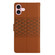 iPhone 16 Diamond Embossed Skin Feel Leather Phone Case - Brown