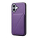 iPhone 16 D04 Calf Texture Dual Card Slot Holder Phone Case - Purple