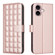 iPhone 16 Square Texture Leather Phone Case - Rose Gold