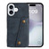 iPhone 16 Double Buckle Card Slots PU + TPU Phone Case - Blue