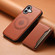 iPhone 16 Denior Cowhide Texture Leather MagSafe Detachable Wallet Phone Case - Brown