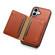 iPhone 16 Denior Cowhide Texture Leather MagSafe Detachable Wallet Phone Case - Brown