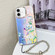 iPhone 16 Electroplating Laser Flower Phone Case with Wrist Strap - Blue Flower AH8