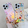 iPhone 16 Electroplating Laser Flower Phone Case with Wrist Strap - Blue Flower AH8