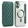 iPhone 16 Shield Magsafe RFID Anti-theft Rhombus Leather Phone Case - Green