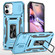 iPhone 16 Armor PC + TPU Camera Shield Phone Case - Light Blue