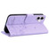 iPhone 16 Cute Cat Embossed Leather Phone Case - Purple