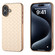 iPhone 16 Electroplated Frame Woven Texture PU Phone Case - Beige