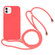 iPhone 16 Wheat Straw TPU Shockproof Phone Case with Neck Lanyard - Red