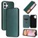 iPhone 16 Carbon Fiber Texture Flip Leather Phone Case - Green