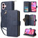 iPhone 16 9 Card Slots Zipper Wallet Bag Leather Phone Case - Blue