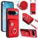 Google Pixel 9 / 9 Pro Organ Card Bag Ring Holder Phone Case with Long Lanyard - Red