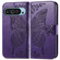 Google Pixel 9 Butterfly Love Flower Embossed Leather Phone Case - Dark Purple