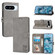 Google Pixel 9 Embossed Happy Cat Pattern Flip Leather Phone Case - Grey