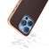 iPhone 16 Pro Max ABEEL Electroplated Frame Genuine Leather Elegant Phone Case - Coffee