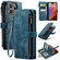 iPhone 16 Pro Max CaseMe C30 Card Slots Zipper Wallet Leather Phone Case - Blue