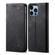iPhone 16 Pro Max Denim Texture Casual Style Horizontal Flip Leather Case - Black