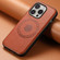 iPhone 16 Pro Max Denior Cowhide Texture Leather MagSafe Phone Case - Brown