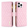 iPhone 16 Pro Max Diamond Lattice Zipper Wallet Leather Flip Phone Case - Pink